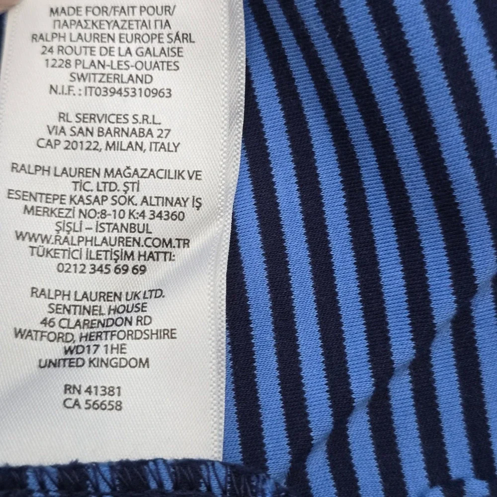 Polo Ralph Lauren Mens XL Classic Fit Striped Short Sleeve‎ Polo Shirt Blue Navy